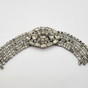 VTG Clear Rhinestone & Silver Tone Bracelet | Unsigned